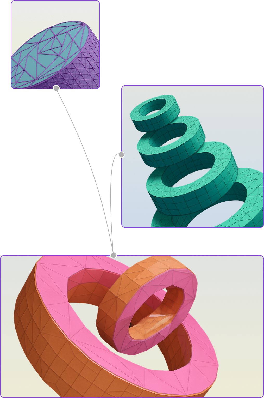 Þrívíddar vírlínuteikning af rúmfræðilegum formum